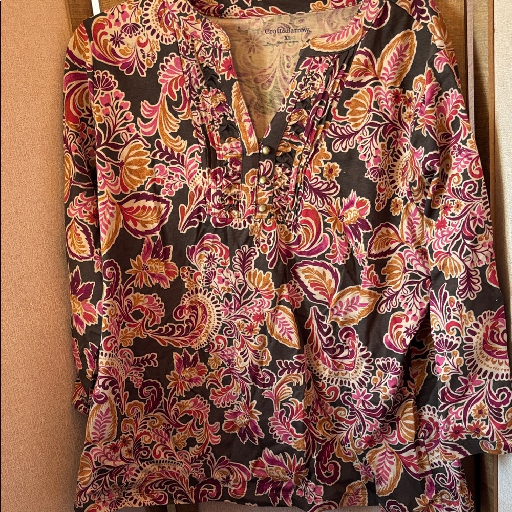 Croft & Barrow Multicolor Paisley Blouse xl